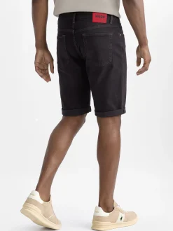 HUGO Herren Bermudajeans in schwarz - Länge: mittel