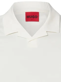 HUGO Herren Poloshirt in ecru - Ausschnitt: Polokragen