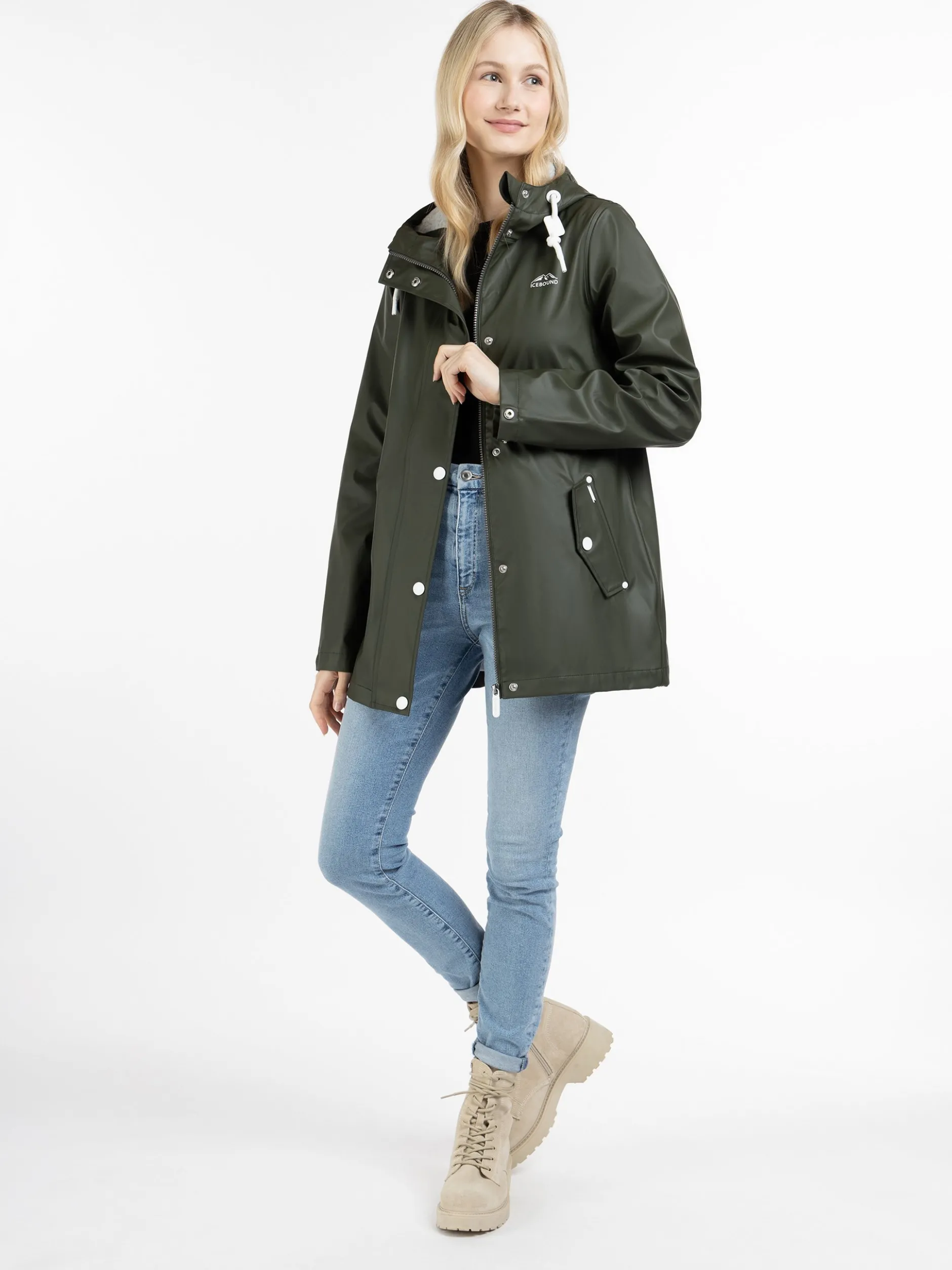 ICEBOUND Damen Regenjacke in oliv