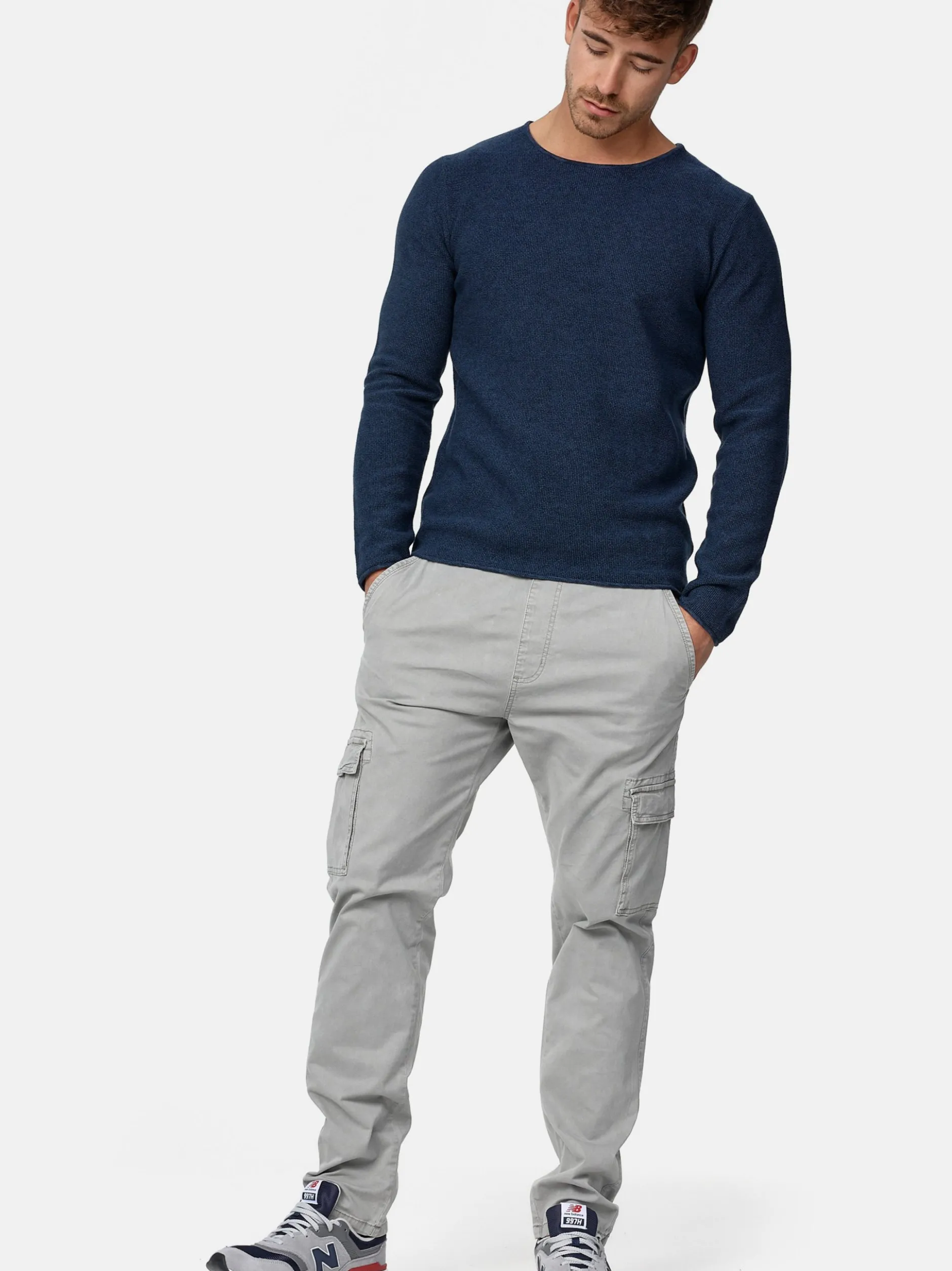 Indicode Herren Cargohose - Broadwick in hellgrau grau