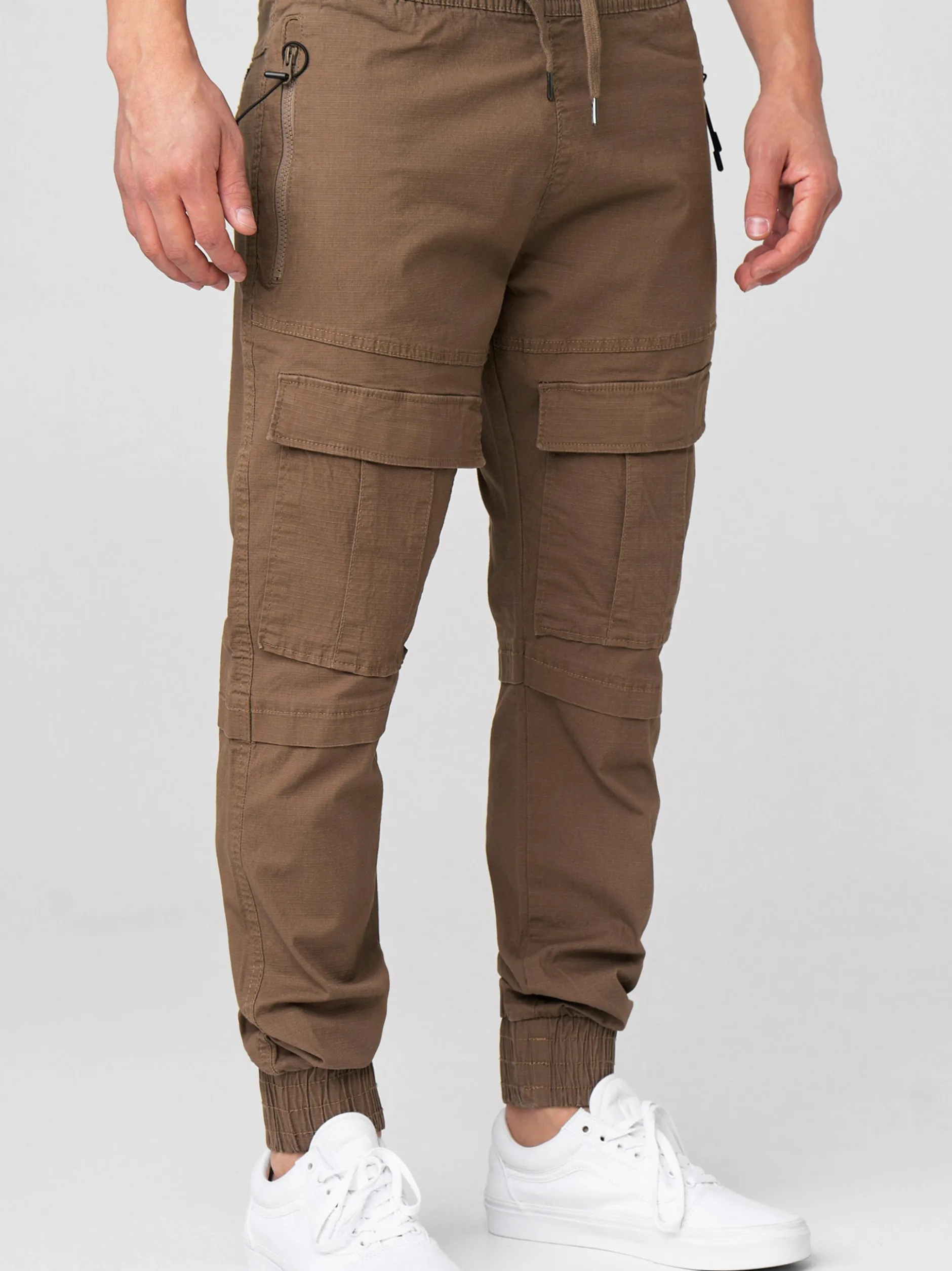 Indicode Herren Cargohose - Dennis in camel braun