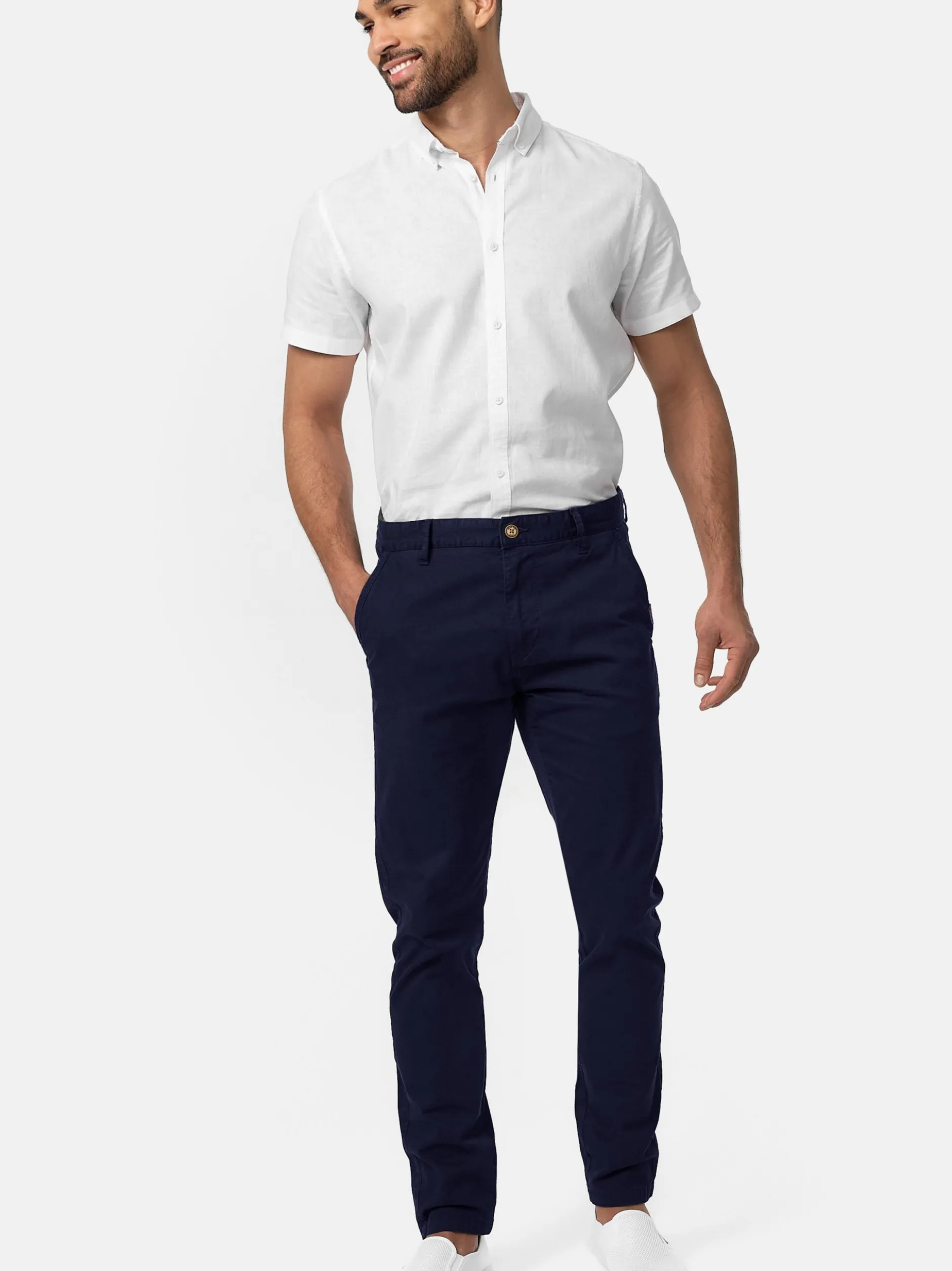 Indicode Herren Chinohose - Cherry in marine