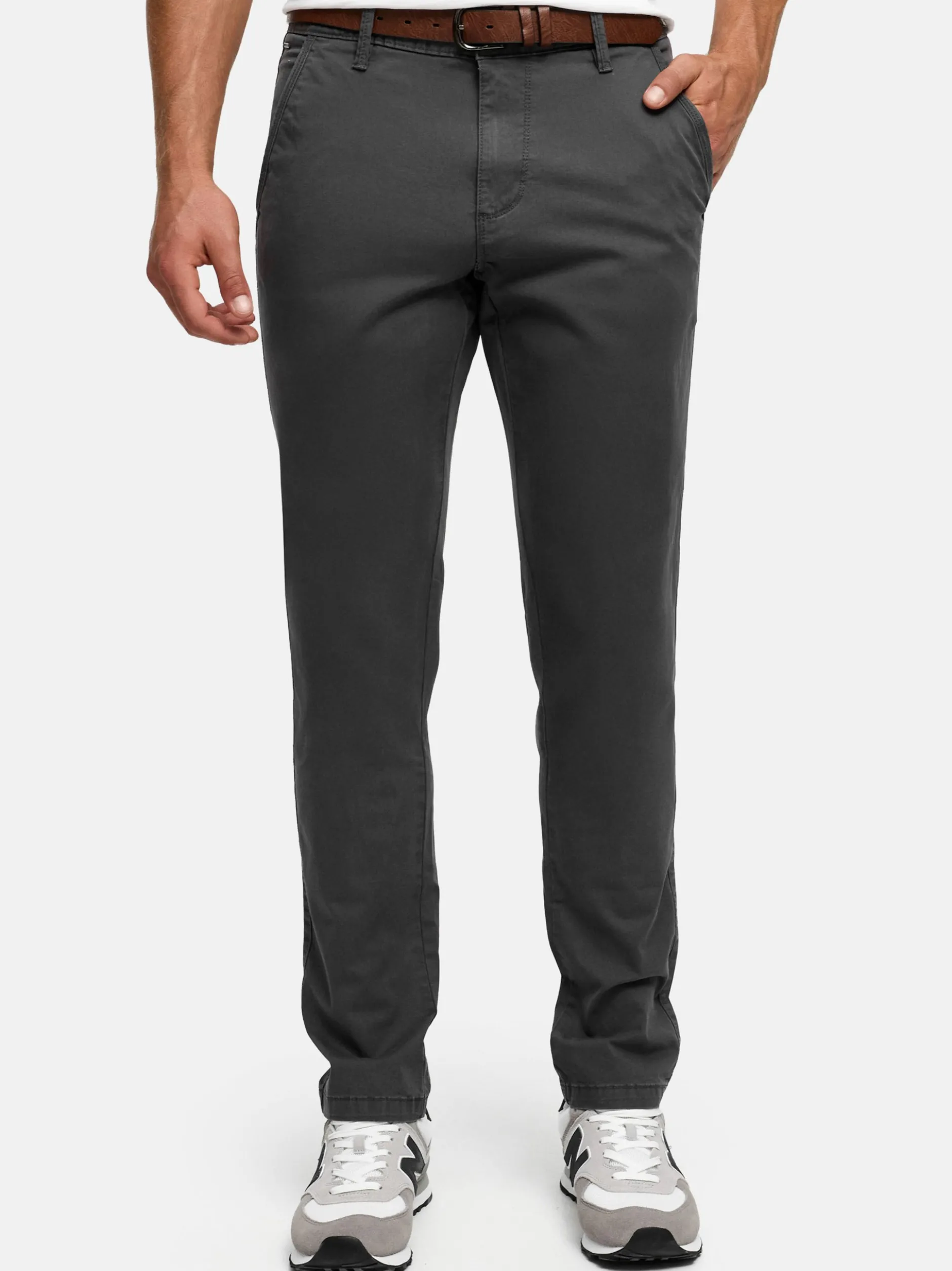 Indicode Herren Chinohose - INPilli in anthrazit grau