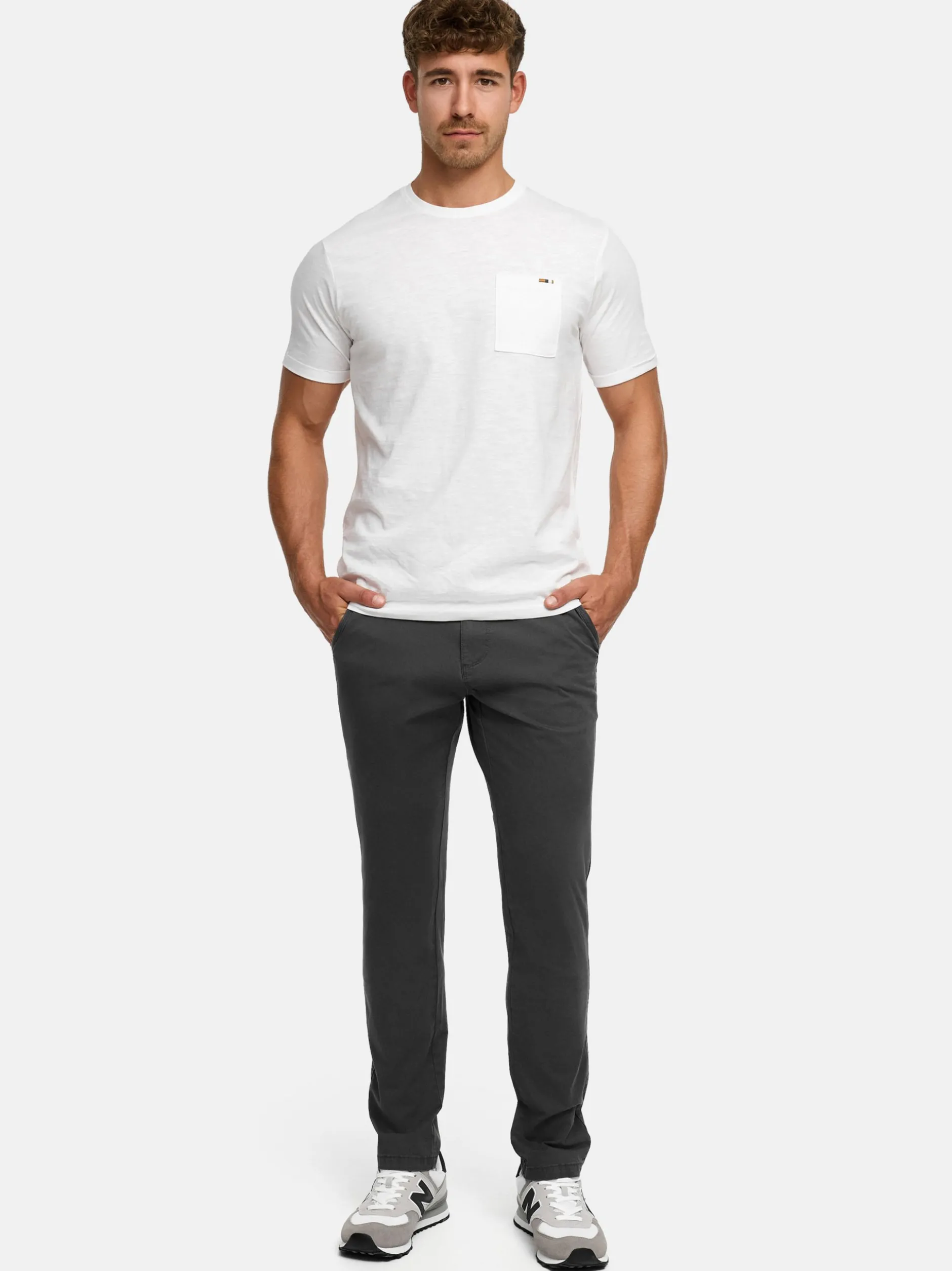 Indicode Herren Chinohose - INPilli in anthrazit grau