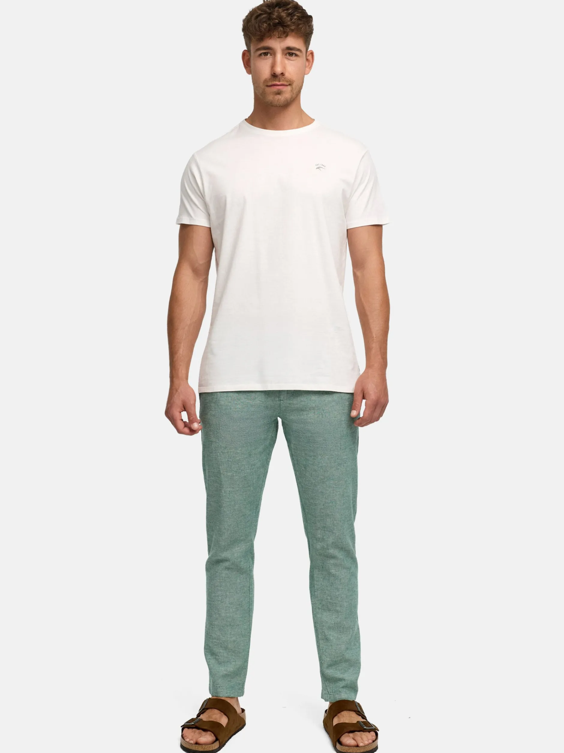 Indicode Herren Chinohose - INLino in grün