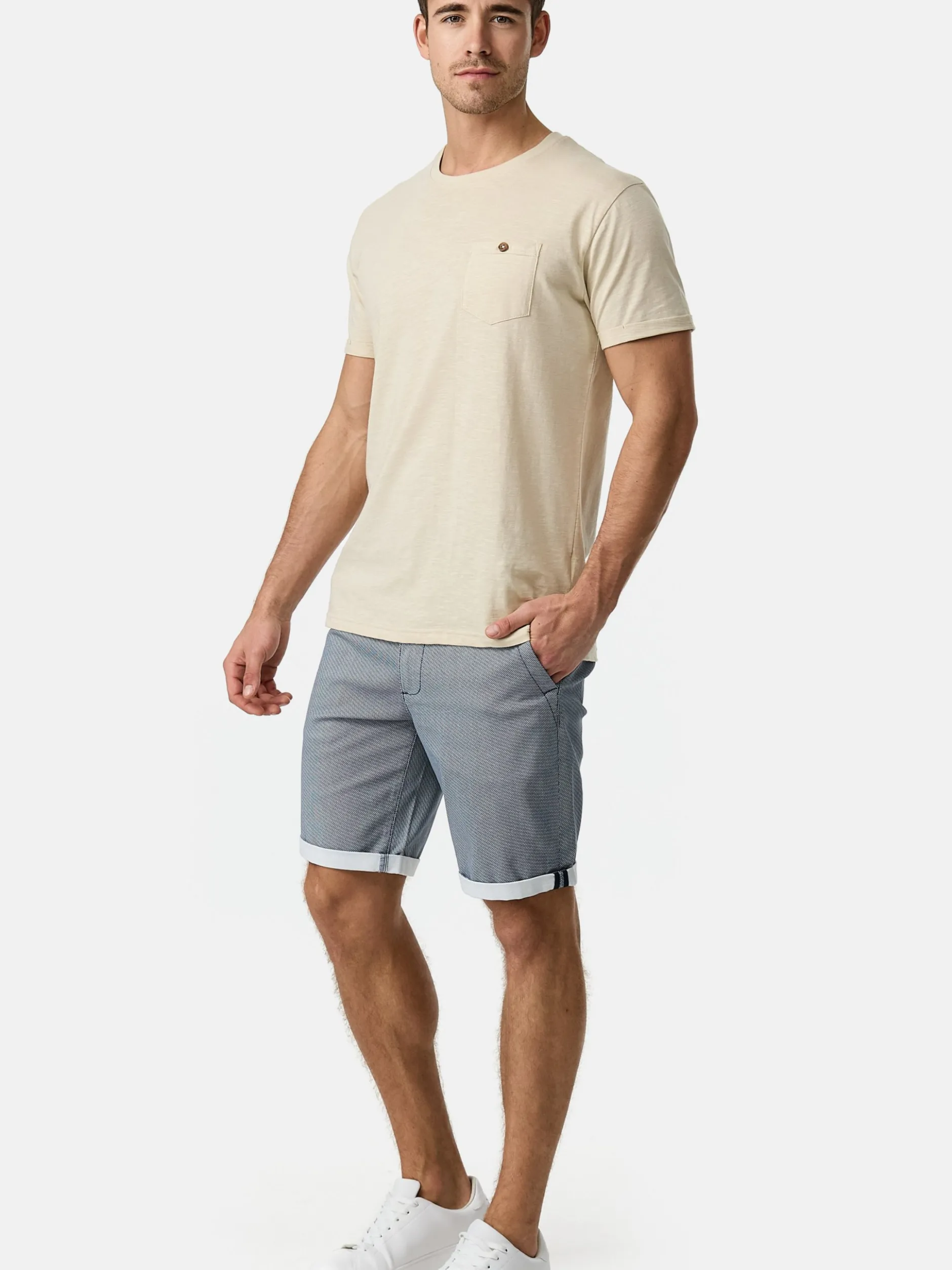 Indicode Herren Chino Shorts - Cuba in hellblau blue stone