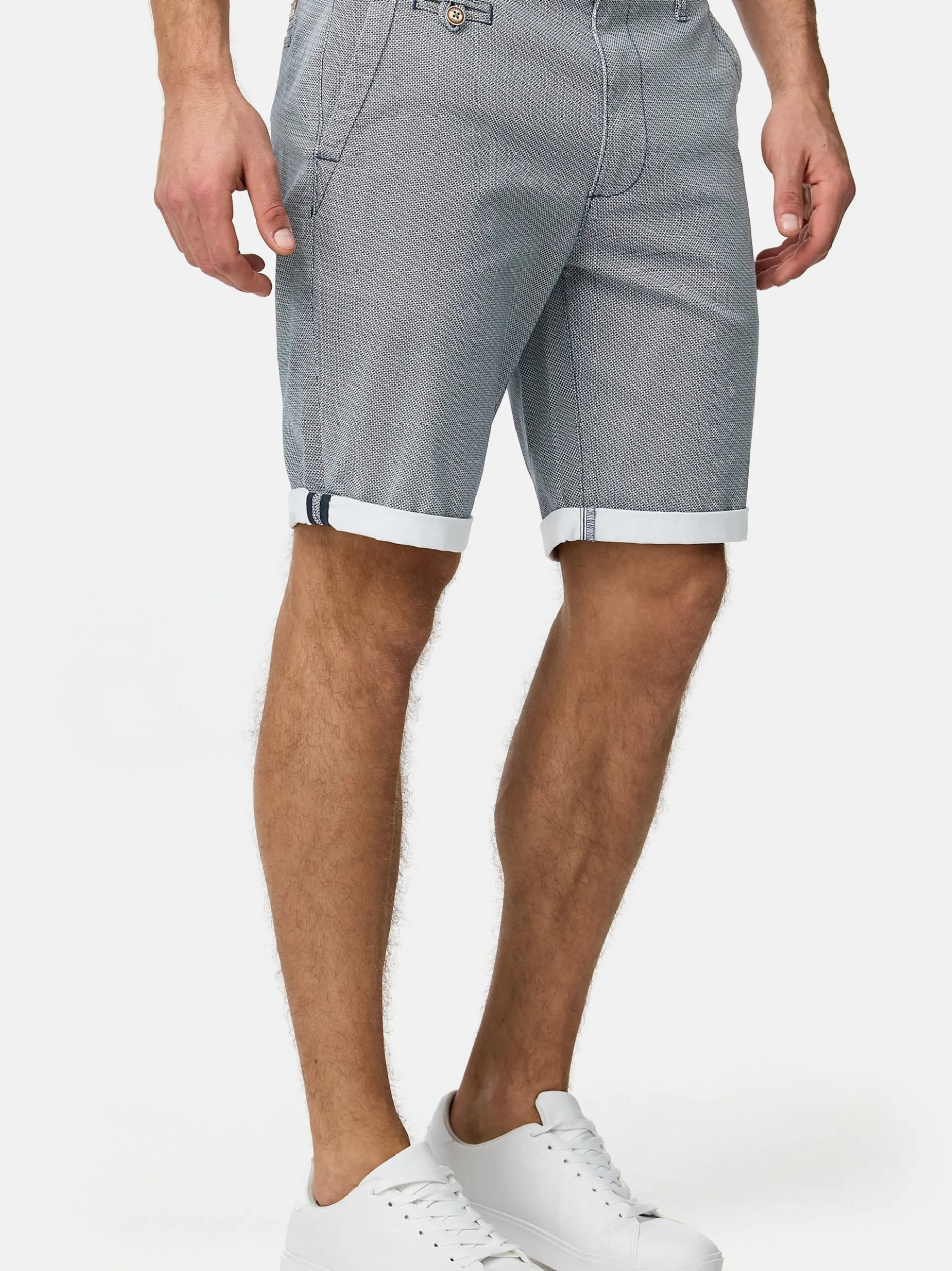 Indicode Herren Chino Shorts - Cuba in hellblau blue stone