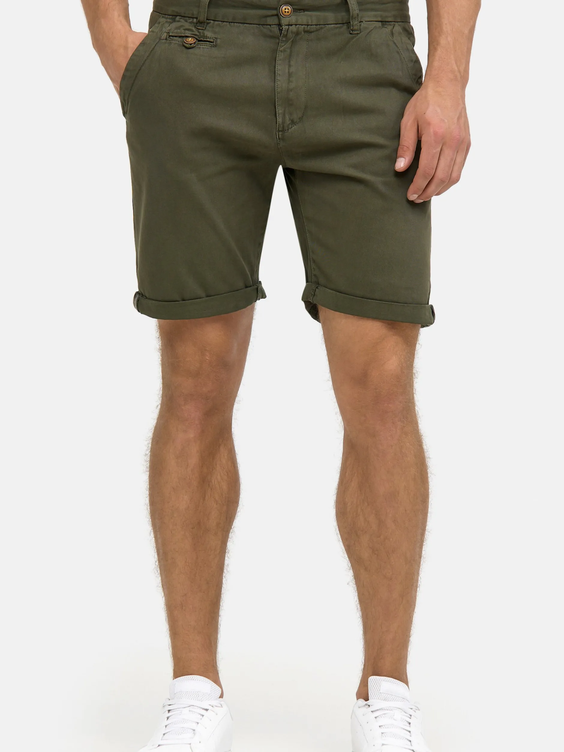 Indicode Herren Chino Shorts - Cuba in khaki grün