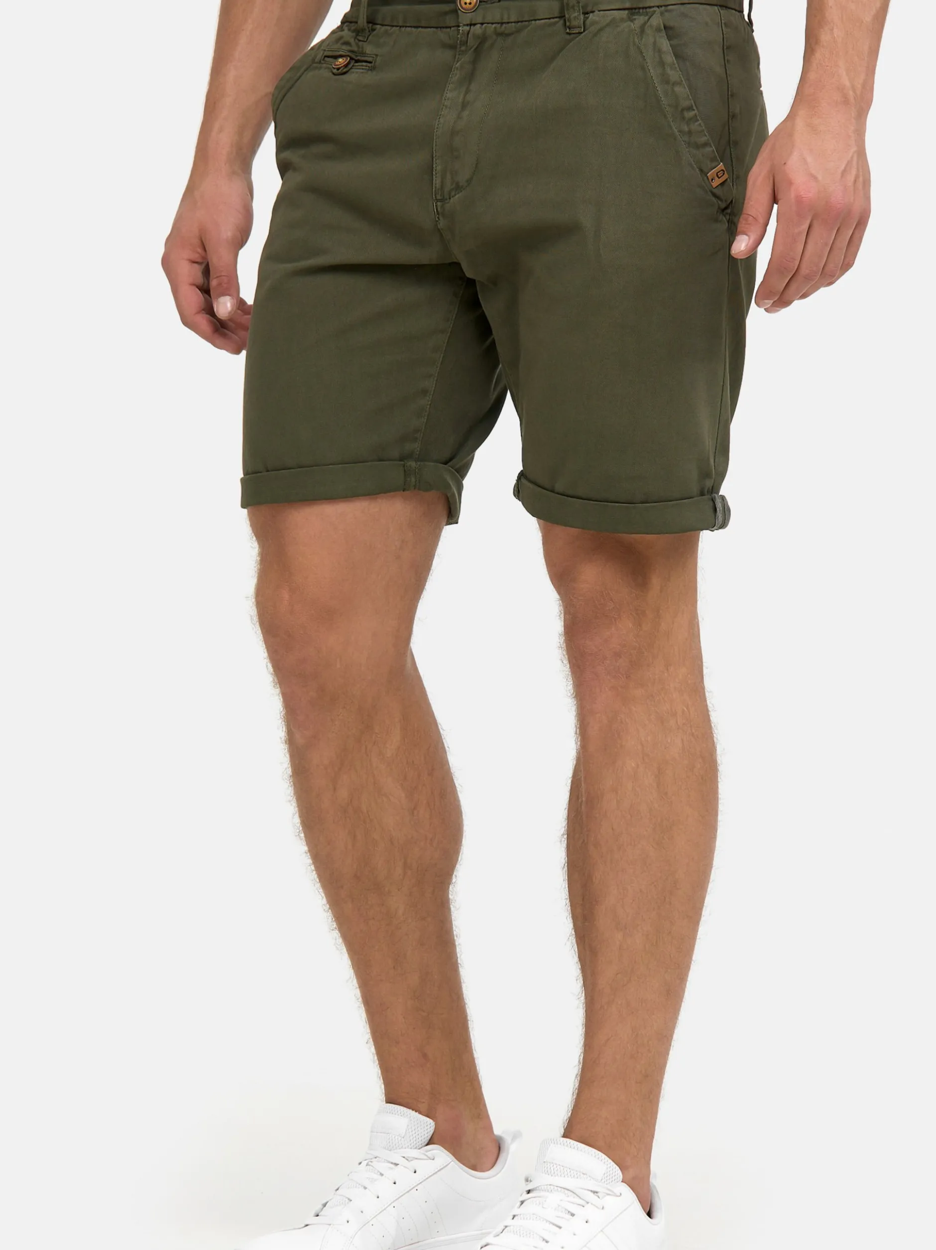 Indicode Herren Chino Shorts - Cuba in khaki grün