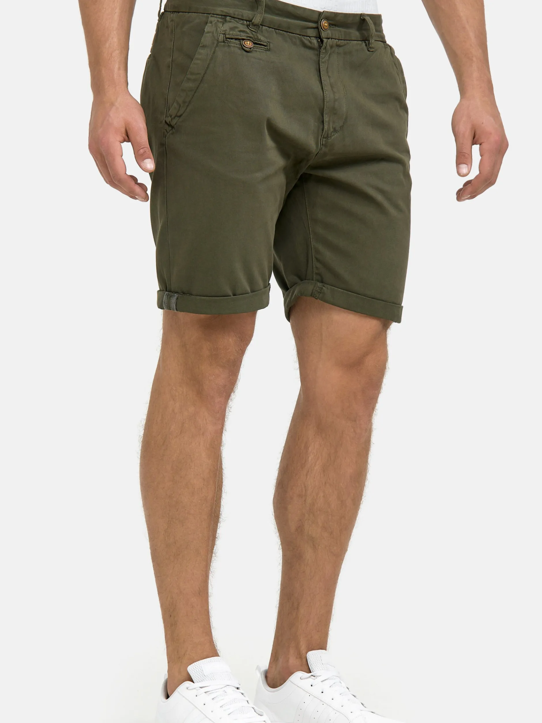 Indicode Herren Chino Shorts - Cuba in khaki grün