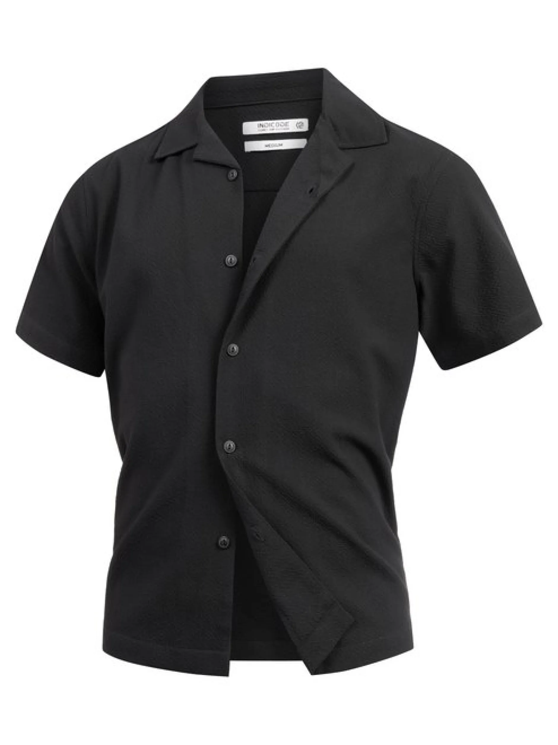 Indicode Herren Hemd Kurzarm - INDaminos Shirt in schwarz