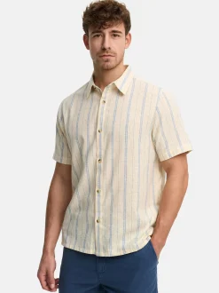 Indicode Herren Hemd Kurzarm - INJulio in blau beige