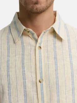 Indicode Herren Hemd Kurzarm - INJulio in blau beige