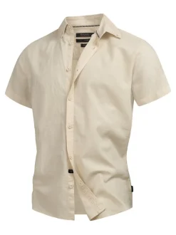 Indicode Herren Hemd Kurzarm - INBravida in beige sand