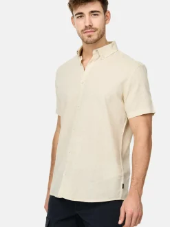 Indicode Herren Hemd Kurzarm - INBravida in beige sand