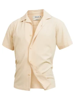 Indicode Herren Hemd Kurzarm - INDaminos Shirt in beige sand