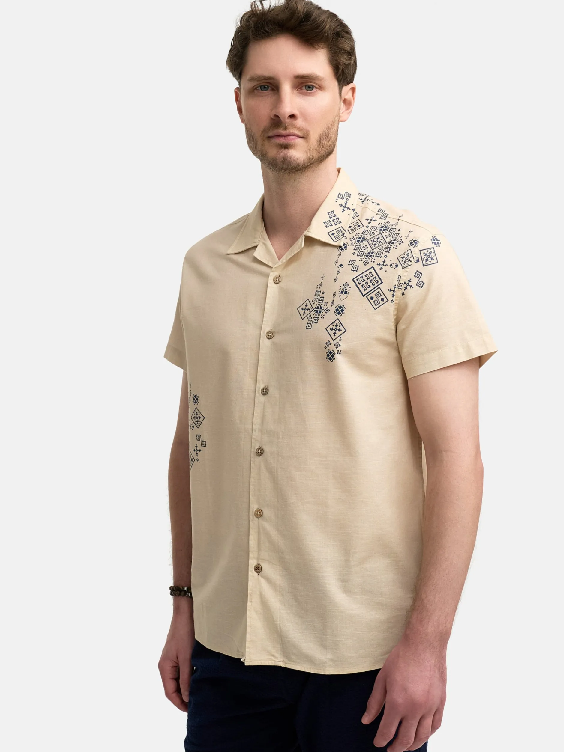 Indicode Herren Hemd Kurzarm - INCotta in aqua blau