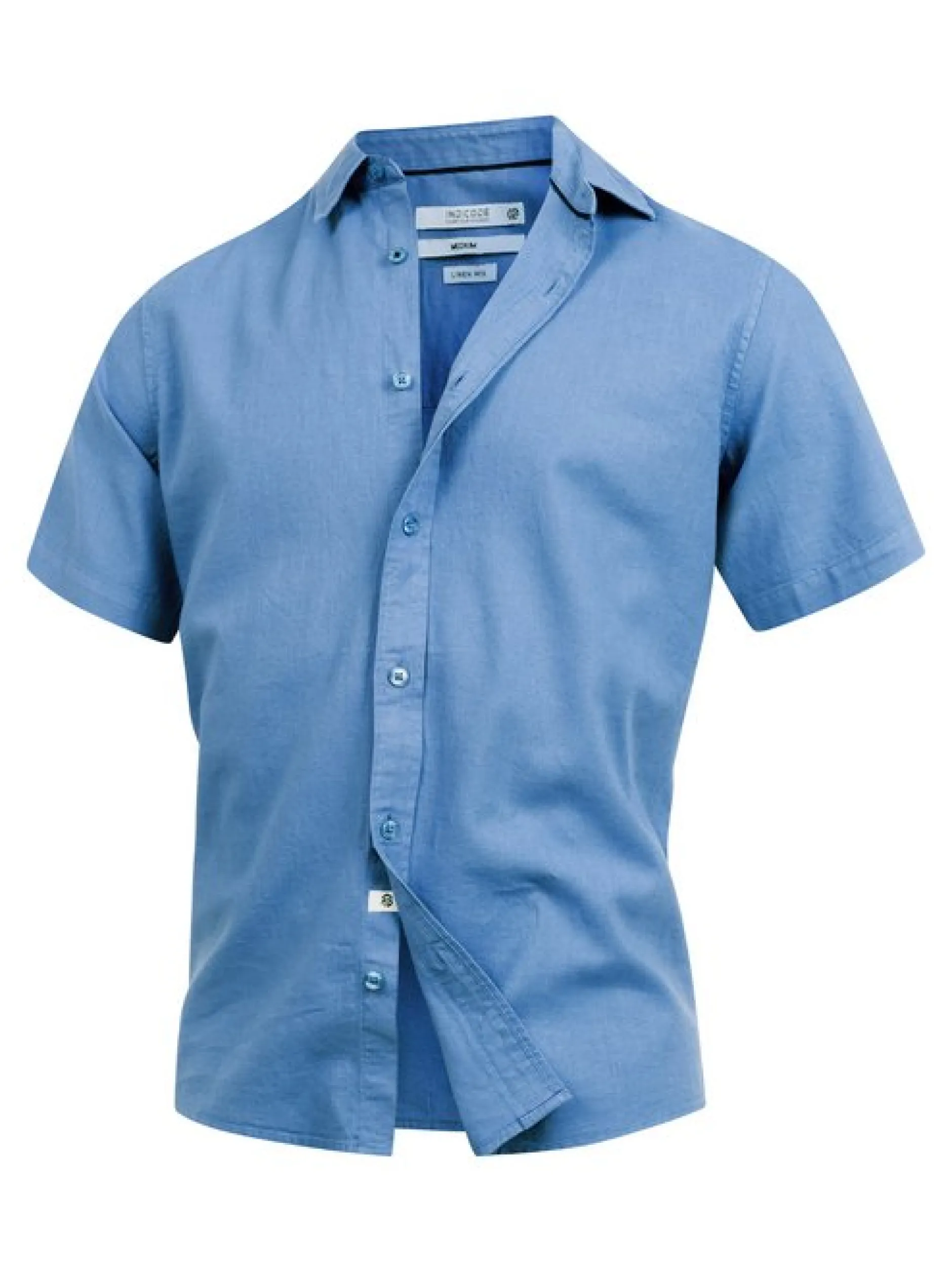 Indicode Herren Hemd Kurzarm - INCeppo in blau