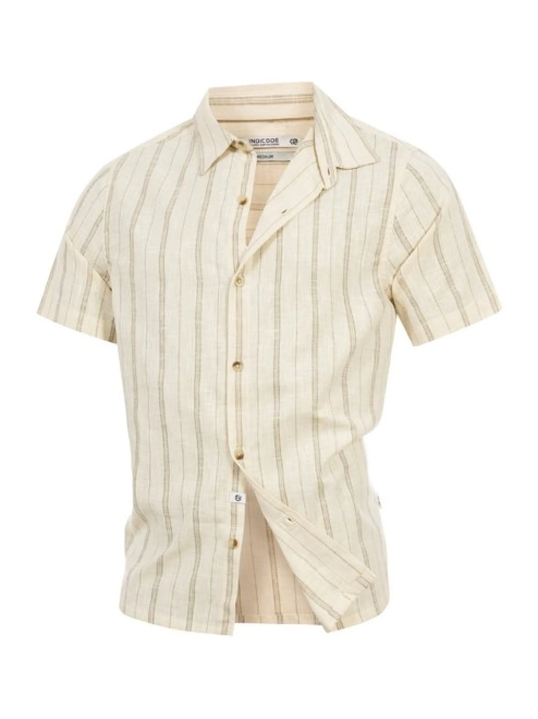 Indicode Herren Hemd Kurzarm - INJulio in beige