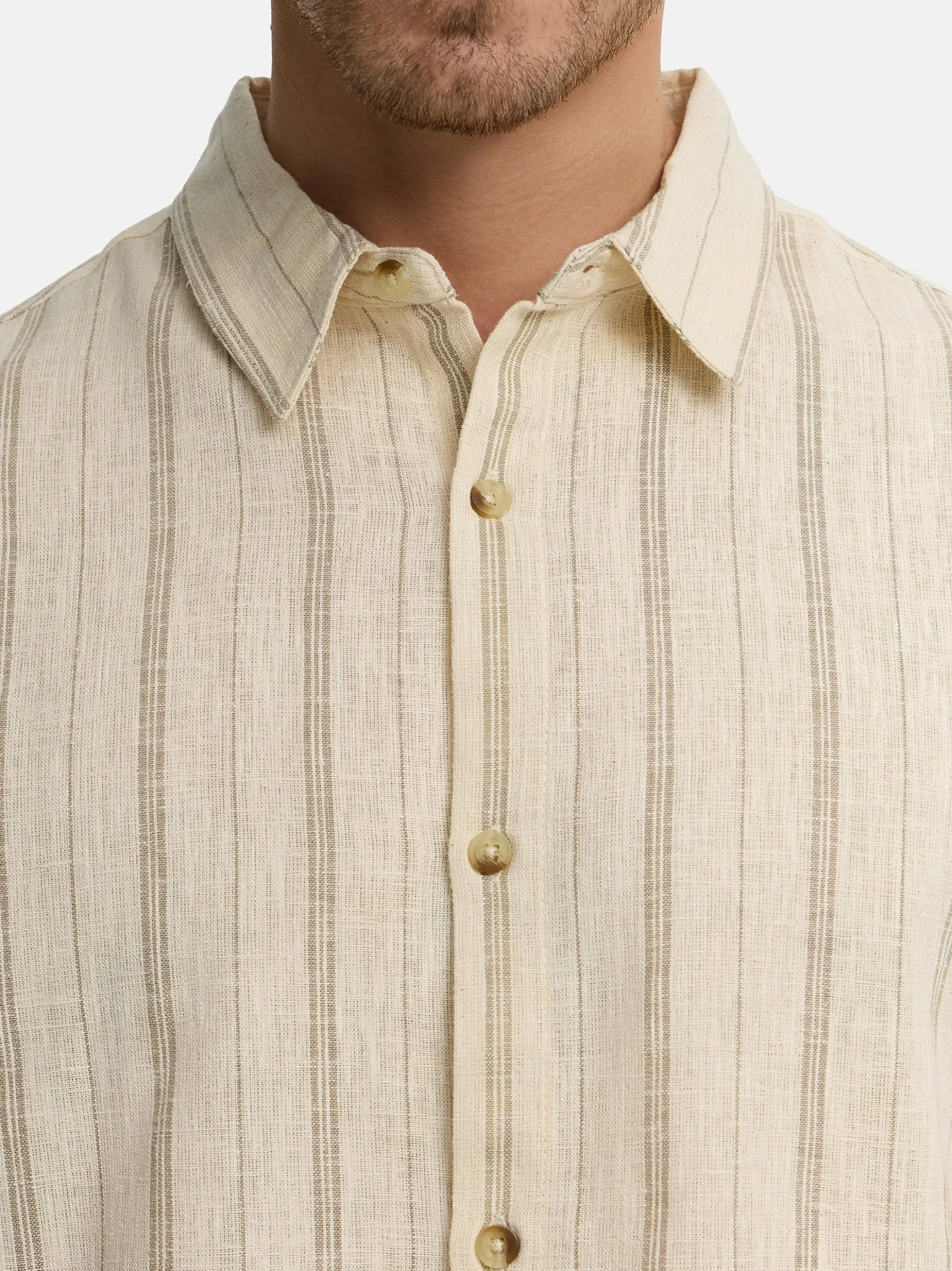 Indicode Herren Hemd Kurzarm - INJulio in beige