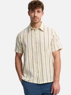 Indicode Herren Hemd Kurzarm - INJulio in beige blau