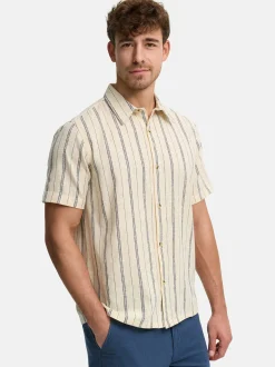 Indicode Herren Hemd Kurzarm - INJulio in beige blau