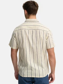 Indicode Herren Hemd Kurzarm - INJulio in beige blau