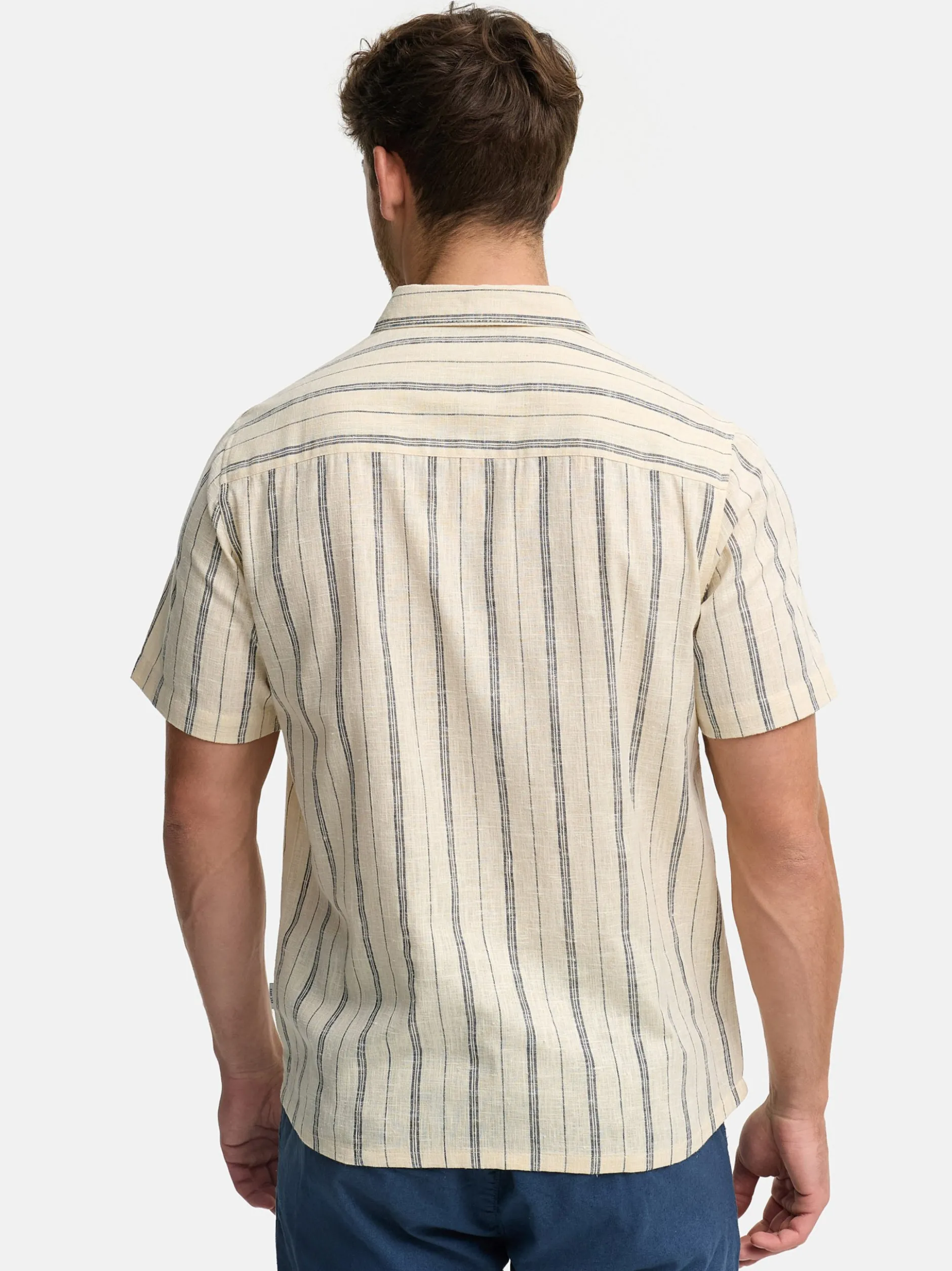 Indicode Herren Hemd Kurzarm - INJulio in beige blau