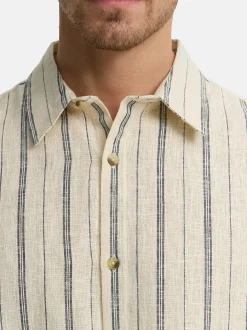 Indicode Herren Hemd Kurzarm - INJulio in beige blau