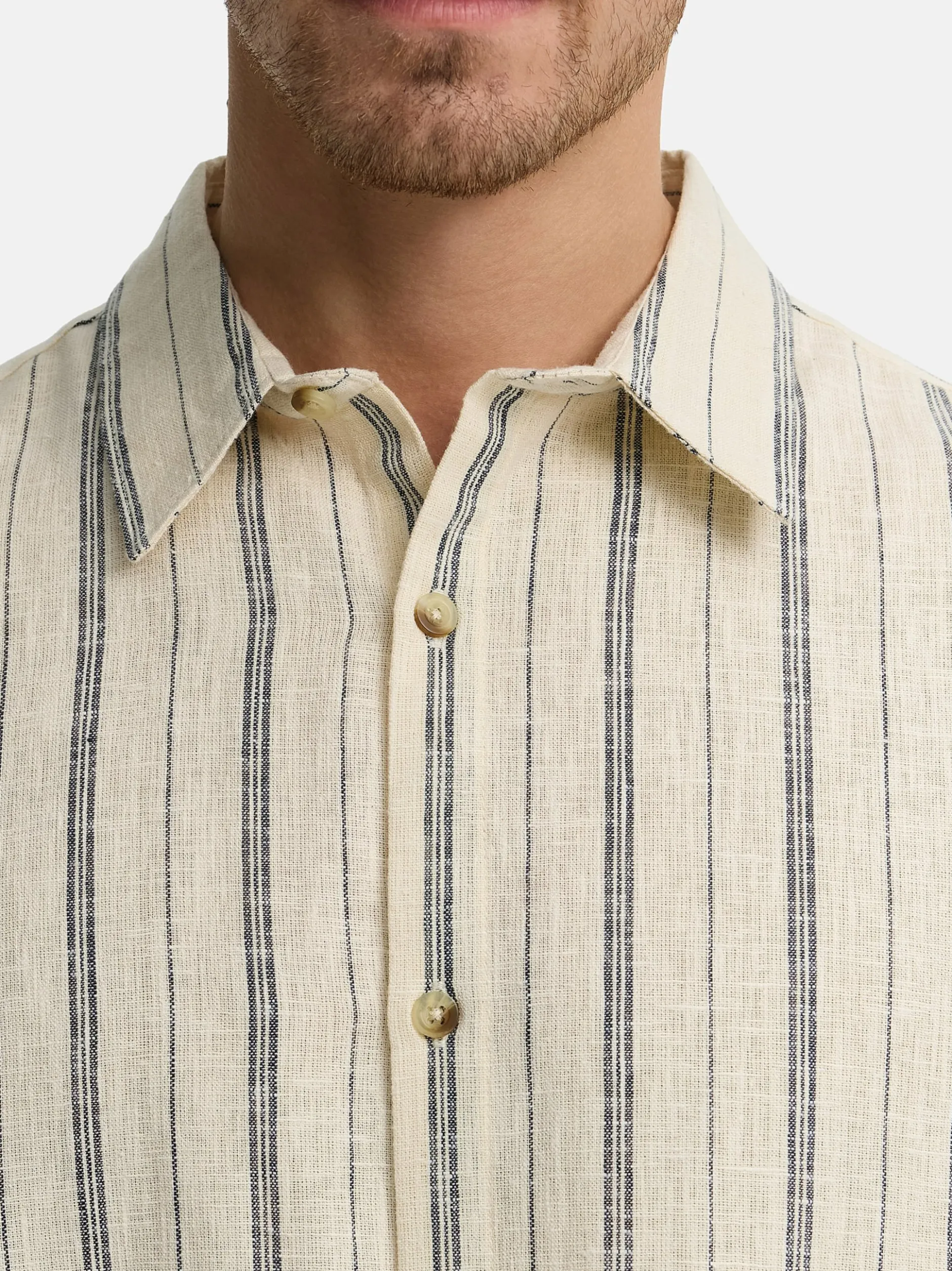 Indicode Herren Hemd Kurzarm - INJulio in beige blau