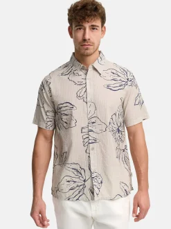 Indicode Herren Hemd Kurzarm - INGarbo in beige grau