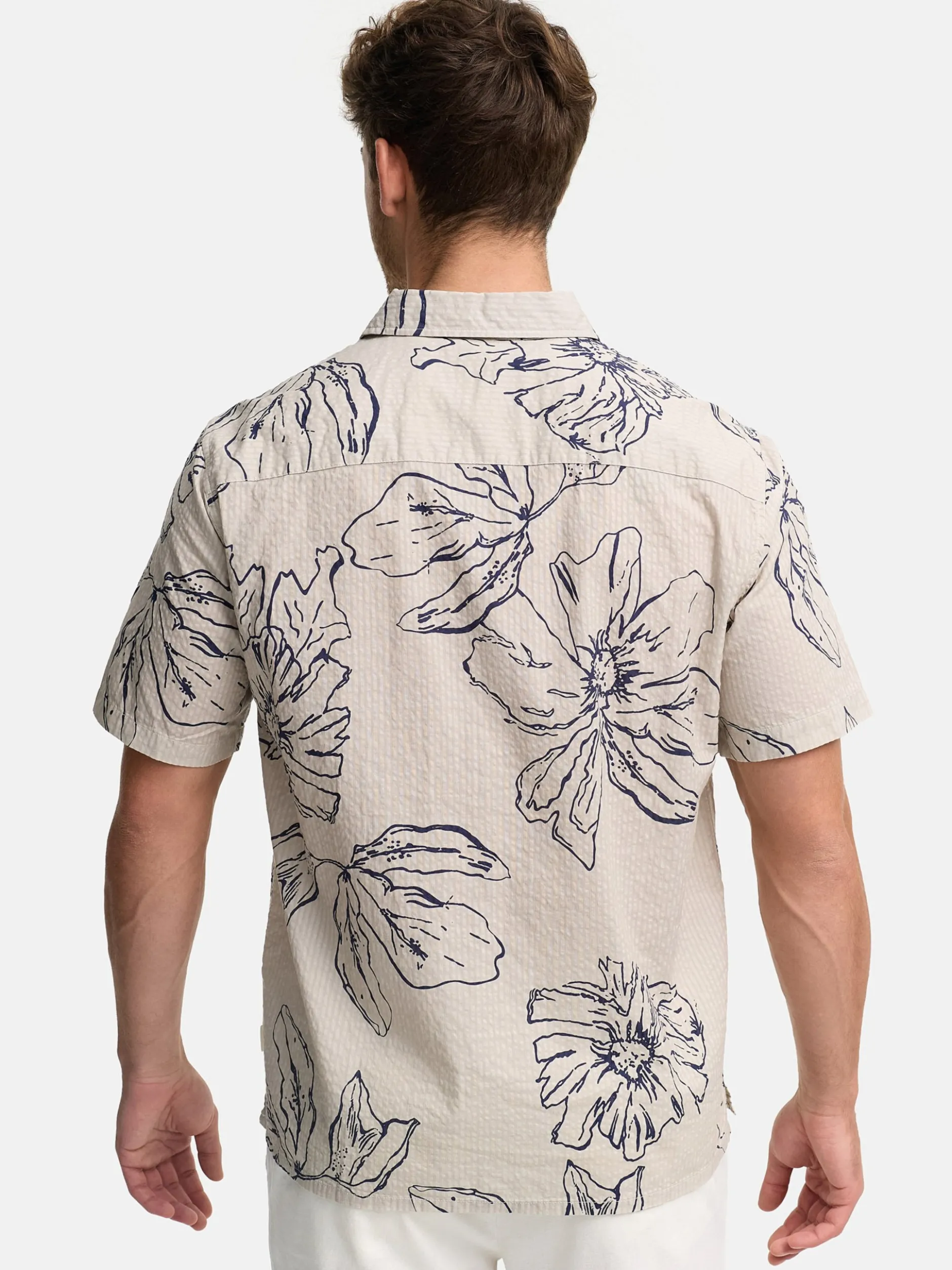 Indicode Herren Hemd Kurzarm - INGarbo in beige grau