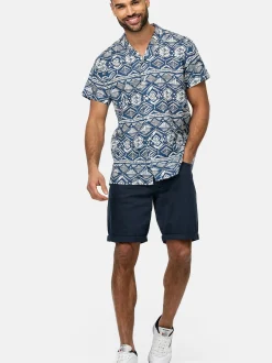 Indicode Herren Hemd Kurzarm - INFrey in marine