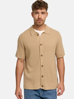 Indicode Herren Hemd Kurzarm - INDaxmark in beige sand