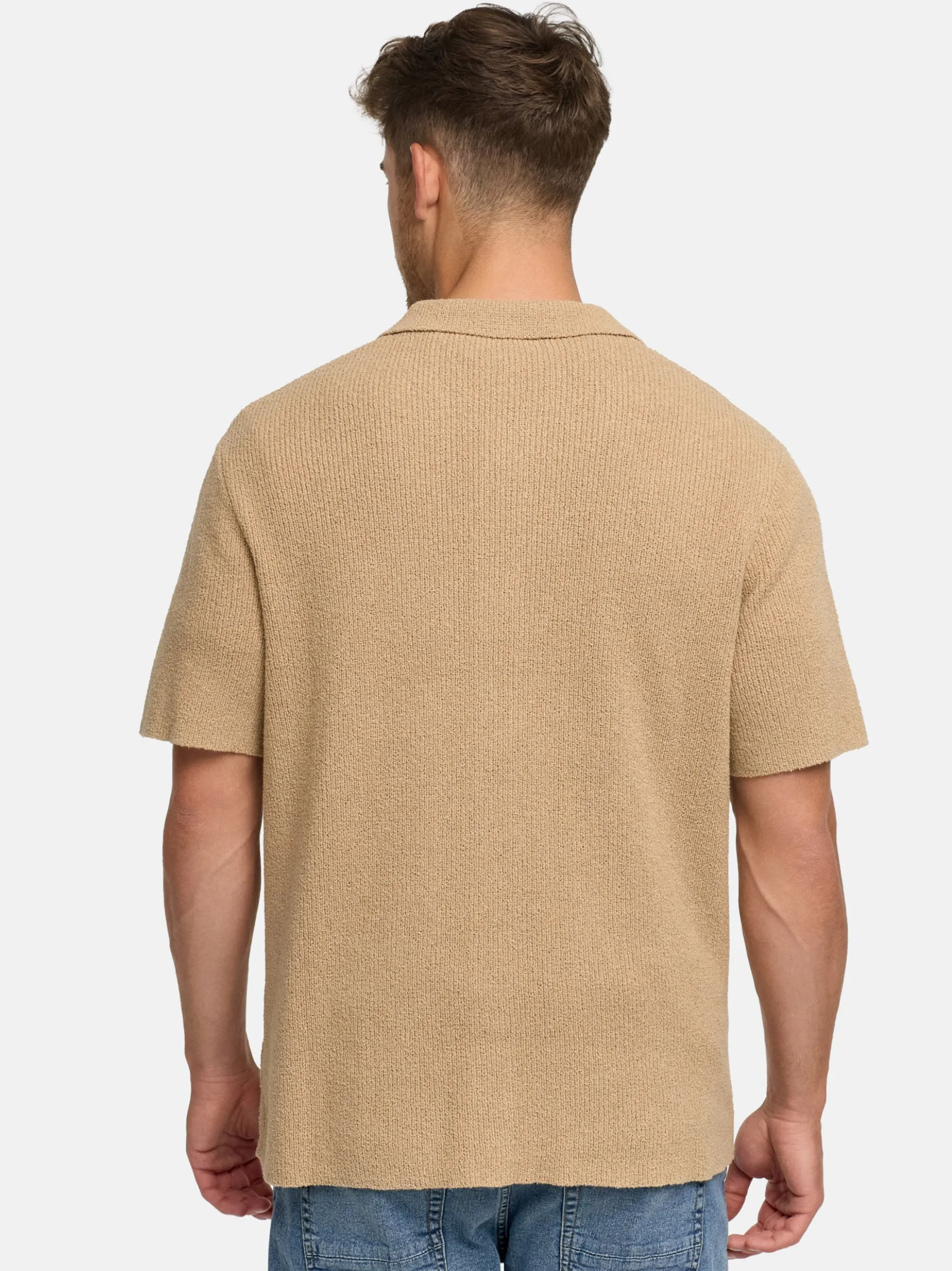 Indicode Herren Hemd Kurzarm - INDaxmark in beige sand