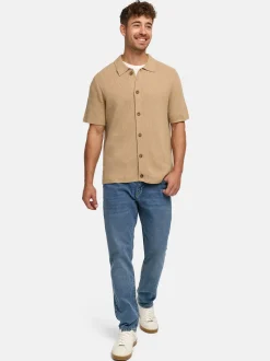 Indicode Herren Hemd Kurzarm - INDaxmark in beige sand
