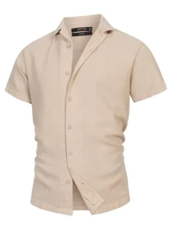 Indicode Herren Hemd Kurzarm - INCosby in beige taupe