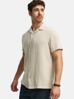 Indicode Herren Hemd Kurzarm - INCosby in beige taupe