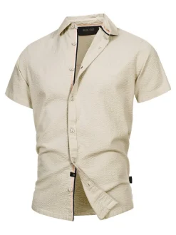 Indicode Herren Hemd Kurzarm - INMaribo in beige taupe