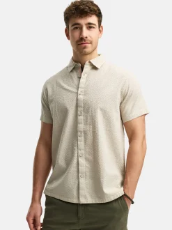 Indicode Herren Hemd Kurzarm - INMaribo in beige taupe