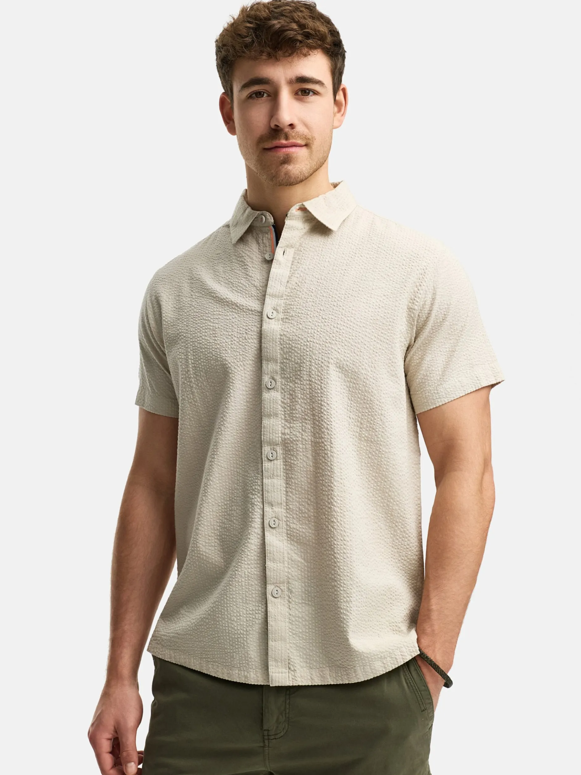 Indicode Herren Hemd Kurzarm - INMaribo in beige taupe