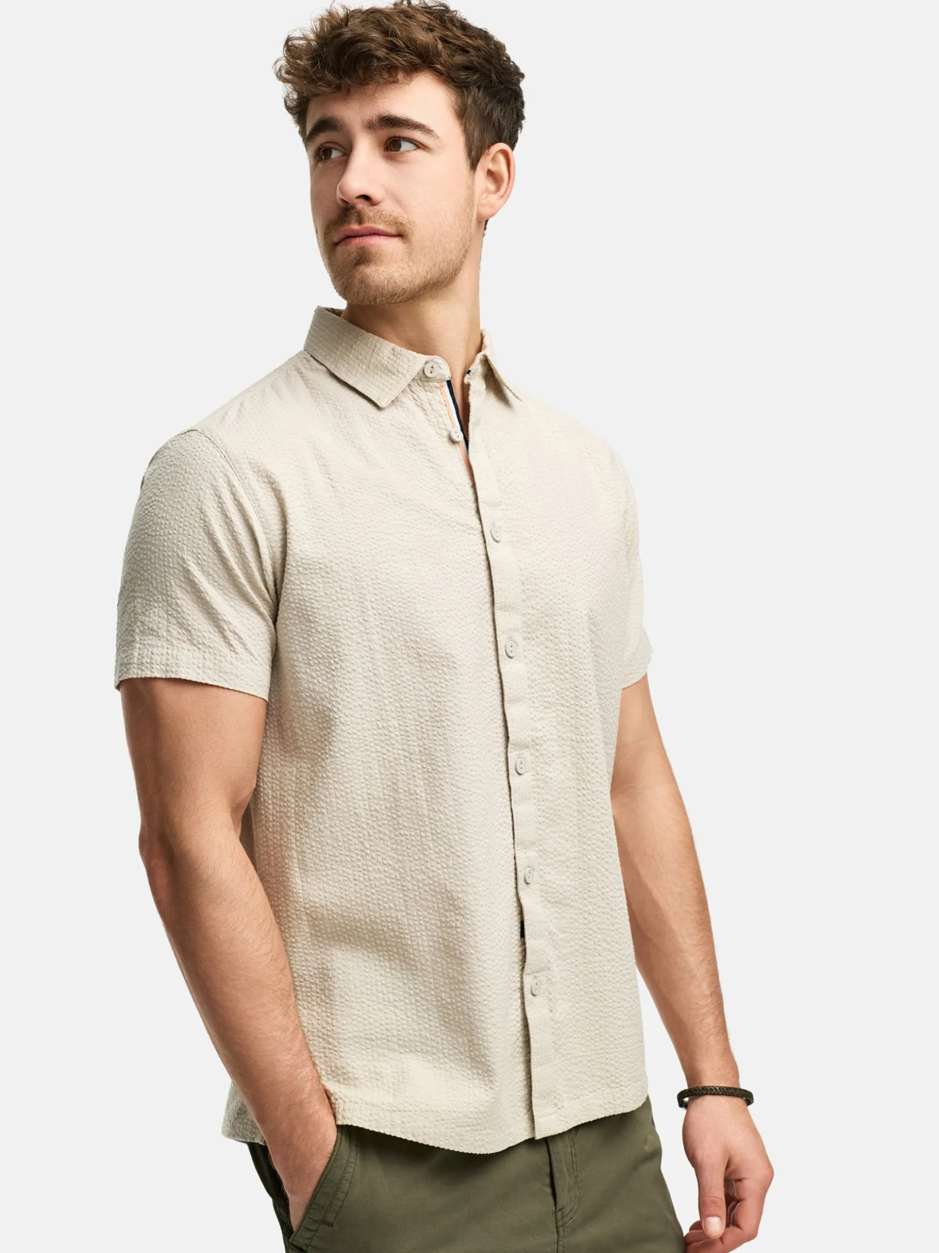 Indicode Herren Hemd Kurzarm - INMaribo in beige taupe