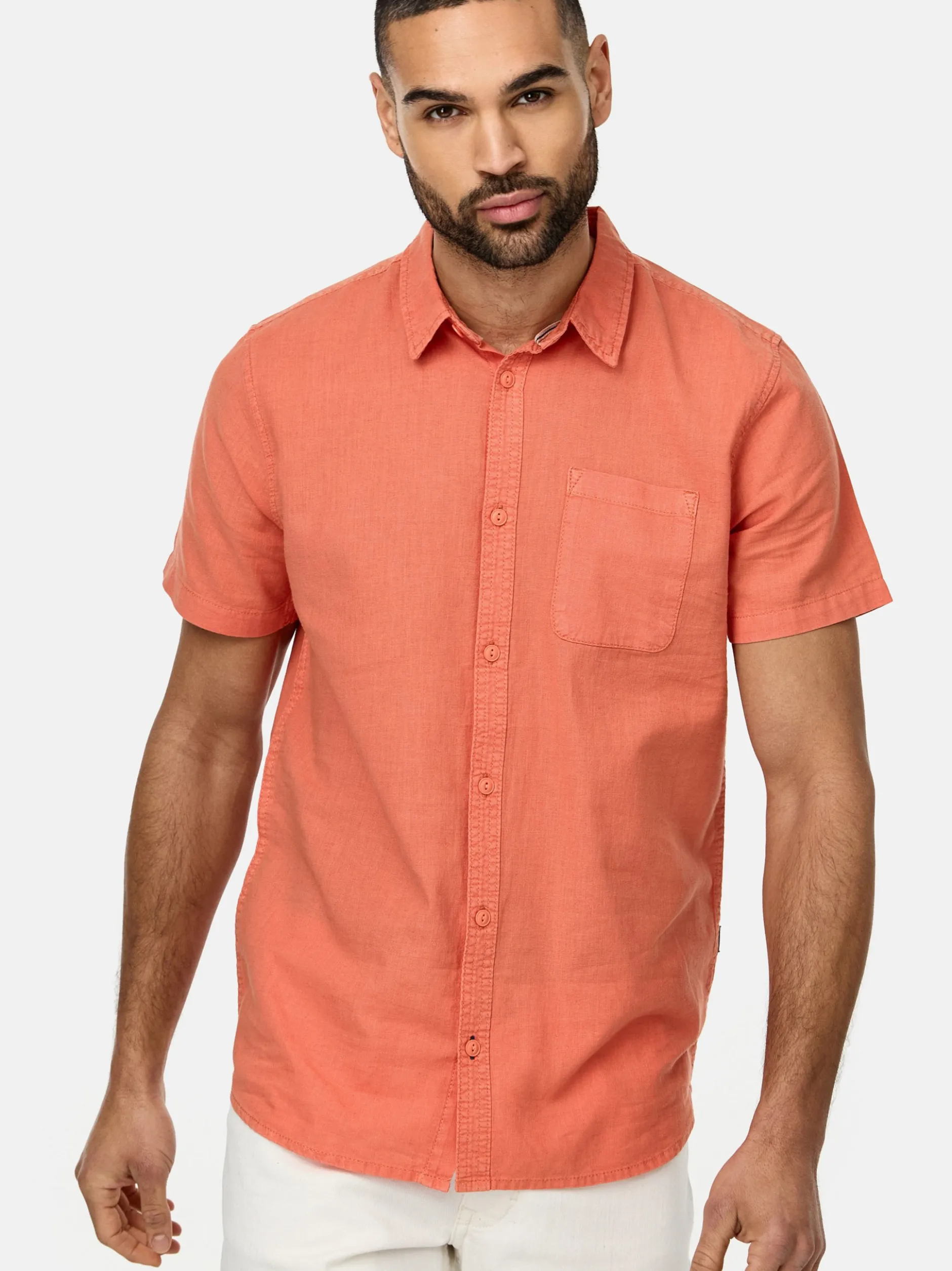 Indicode Herren Hemd Kurzarm - INGunther in orange pink