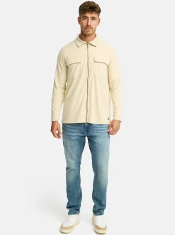 Indicode Herren Hemd Langarm - INNemoto Zip Shirt in beige sand