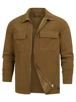 Indicode Herren Hemd Langarm - INNemoto Zip Shirt in oliv