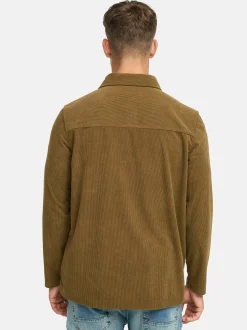 Indicode Herren Hemd Langarm - INNemoto Zip Shirt in oliv