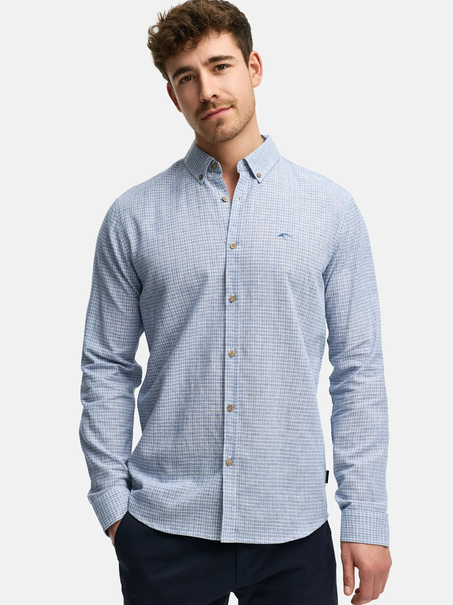 Indicode Herren Hemd Langarm - INTerra in aqua blau