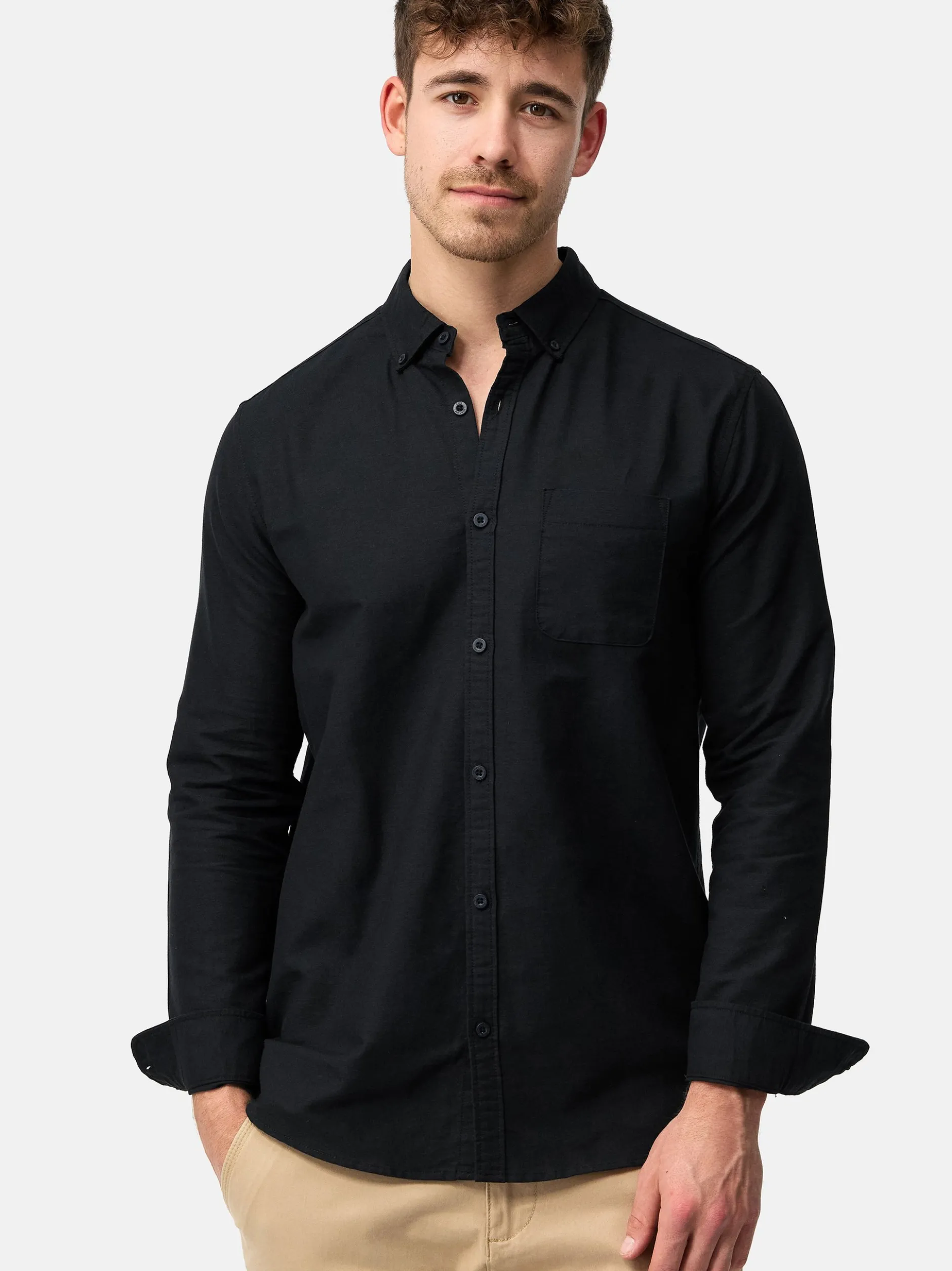 Indicode Herren Hemd Langarm - Kepner in schwarz