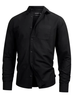 Indicode Herren Hemd Langarm - Kepner in schwarz