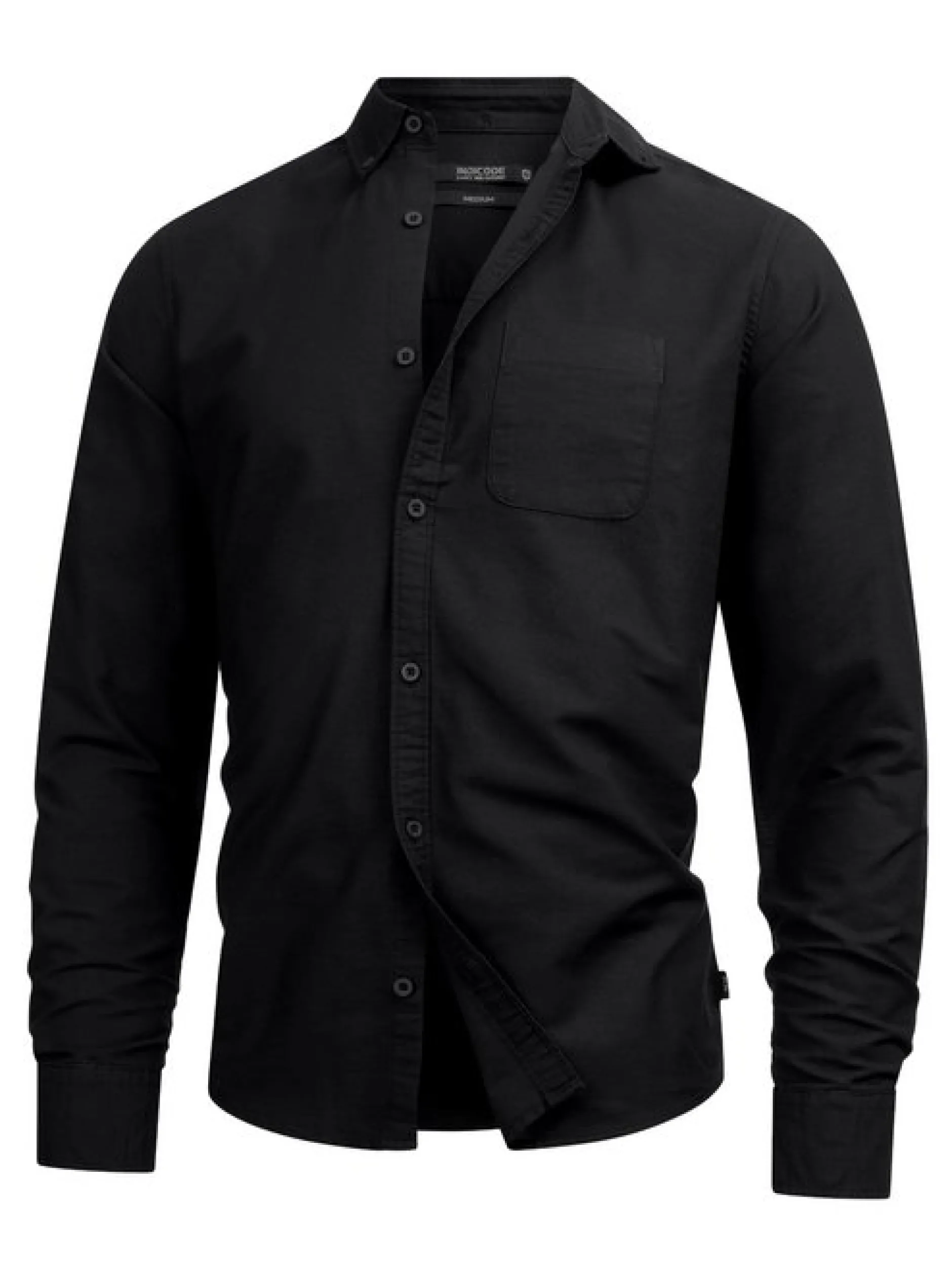 Indicode Herren Hemd Langarm - Kepner in schwarz
